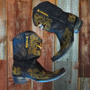 Women’s Mizzou Tiger Cowgirl Boots Short shaft, all black leather, snip toe sz 9